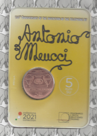 Italië 5 euromunt 2021 "Telefoon, Antonio Meucci". Coincard in blister