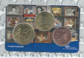 Nederland coincard 2026 "75 jaar TV" (5, 20 en 50 eurocent)