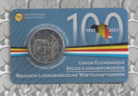 België 2 euromunt CC 2021 (26e) "100 jaar Belgisch-Luxemburgse Economische Unie" in coincard Franse versie