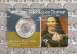 Nederland 5 euromunt 2007 (11e) "400 jaar Michiel de Ruyter" (in coincard, zilver)
