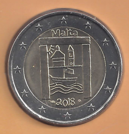 Malta 2 euromunt CC 2018 "Cultureel erfgoed", met muntteken Monnaie de Paris.