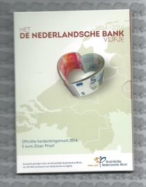 Nederland 5 euromunt 2014 "200 jaar Nederlandsche Bank" (zilver, proof in blister)