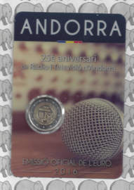Andorra 2 euromunt CC 2016 (4e) "25 jaar Radio en televisie omroep van Andorra" in coincard