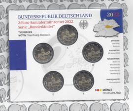 Duitsland 2 euromunt CC 2022 (26e) "Warthburg - Türingen" (5 letters) BU