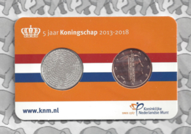 Nederland coincard 2018 "5 jaar Koningschap". Penning en 5 cent van 2018