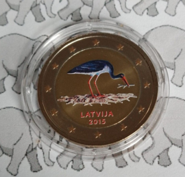 Letland 2 euromunt CC 2015 (3e) "zwarte ooievaar" (kleur 2)