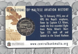 Malta 2 euromunt CC 2015 "1e vlucht van Malta 1915" (in coincard, met muntmeesterteken)
