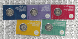 Frankrijk 5 x 2 euromunt CC 2021 (26e) "Olympische Zomerspelen Parijs 2024", in 5 verschillende coincards