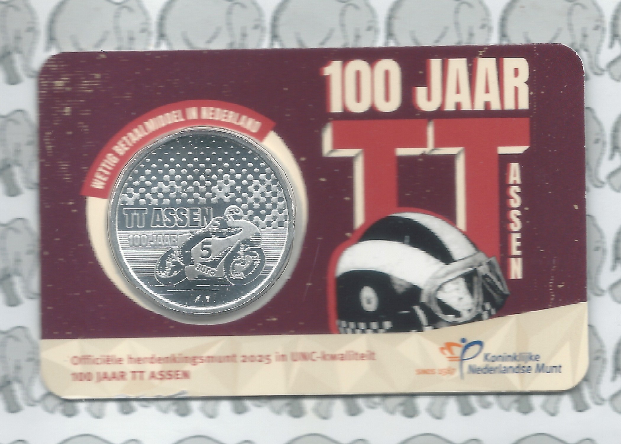 Nederland 5 euromunt 2025 (55e) "100 jaar TT Assen Vijfje" (in coincard)