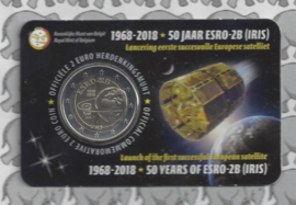 België 2 euromunt CC 2018 "50 Jaar na de lancering van de satelliet ESRO 2B" in coincard Nederlandse versie
