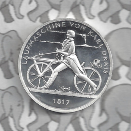 Duitsland 20 euromunt CC 2017 (9e) "Loopfiets van Karl Drais 1817", zilver