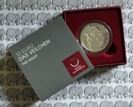 Oostenrijk 10 euromunt 2024 (46e) "het Viooltje". Proof, zilver in doosje met certificaat.