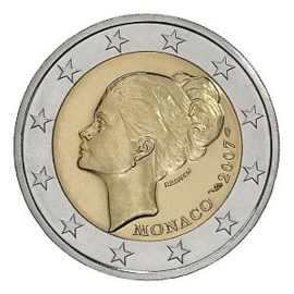 Monaco 2 euromunt CC 2007 (1e) "Grace Kelly",BU in doosje