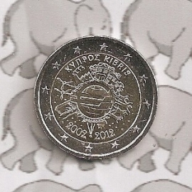 Cyprus 2 eurocoin CC 2012 "10 jaar euro"