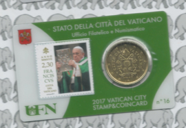 Vaticaan 4 x 50 eurocent 2017 in coincard met postzegel, nummer 14, 15, 16 en 17