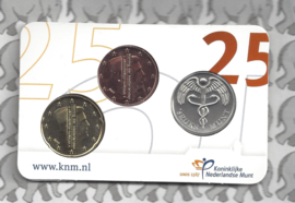 Nederland coincard 2017 "25 jaar Dag van de Munt". Penning, 5 en 20 cent van 2017