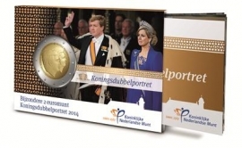 Nederland 2 euromunt CC 2014 "Koningsdubbelportret" UNC versie in coincard met mini-magazine