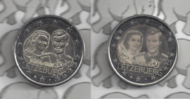 Luxemburg 2 x 2 euromunt CC 2021 (30A en B) "40e huwelijksjaar Groothertog Hendrik en Groothertogin Maria Teresa" in reliëf en foto variant
