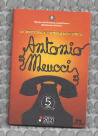 Italië 5 euromunt 2021 "Telefoon, Antonio Meucci". Coincard in blister