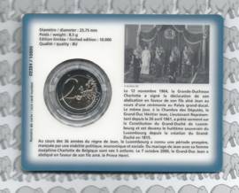 Luxemburg 2 eurocoin CC 2014 "50e verjaardag van de troonsbestijging van Groothertog Jan" (in coincard)