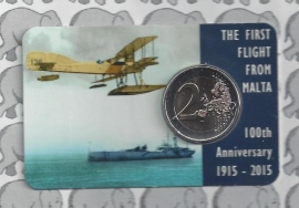 Malta 2 euromunt CC 2015 "1e vlucht van Malta 1915" (in coincard, met muntmeesterteken)