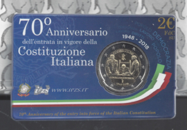 Italië 2 euromunt CC 2018 "70ste verjaardag van de inwerkingtreding van de Italiaanse grondwet" in coincard
