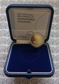 Italië 2 euromunt CC 2023 (34e) "150e Overlijdensjaar van Alessandro Manzoni", proof in doosje met certificaat