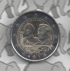 Luxemburg 2 euromunt CC 2021 (29A) "100e Geboortedag van Groothertog Jean" in reliëf variant