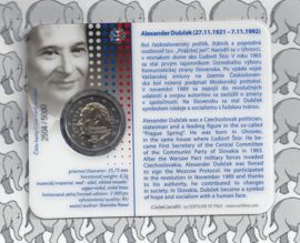 Slowakije 2 euromunt CC 2021 (14e) "100e Geboortejaar van Alexander Dubcek" (in coincard)