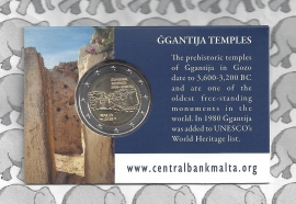 Malta 2 eurocoin CC 2016 "Megalithische tempels van Ggantija", with mintmark Monnaie de Paris in coincard.