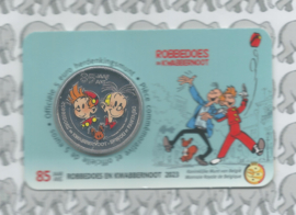 België 5 euromunt 2023 "85 jaar Robbedoes en Kwabbernoot", kleur in coincard