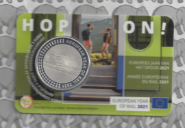 België 5 euromunt 2021 "Europees jaar van het spoor" in coincard