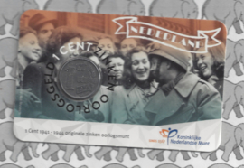 Nederland 2020 serie 4 x '41, '42, '43 en '44 "75 Jaar bevrijding" (1 cent zink, in coincard)