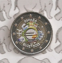 Spanje 2 euromunt 2012 (7e) "10 jaar euro" (kleur 1)
