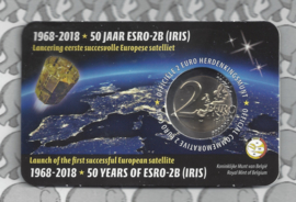 België 2 euromunt CC 2018 "50 Jaar na de lancering van de satelliet ESRO 2B" in coincard Franse versie