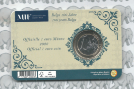 België 100 jaar België 2026, coincard met 1 euromunt (MIF)