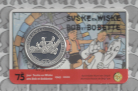 België 2 x 5 euromunt 2020 "75 jaar Suske en Wiske" (geen kleur en kleur), in coincard