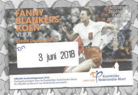 Nederland 5 euromunt 2018 "Fanny Blankers-Koen vijfje" (1e dag van uitgifte coincard in envelopje)
