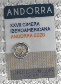 Andorra 2 x 2 euromunt CC 2020 (12e en 13e) "27e Iberoamerikaanse Topconferentie in Andorra en 50 Jaar Vrouwen kiesrecht", in coincard