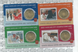 Vaticaan 4 x 50 eurocent 2022 in coincard met postzegel, nummer 40, 41, 42 en 43