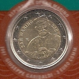 San Marino 2 eurocoin CC 2007 "Garibaldi" (in blister)