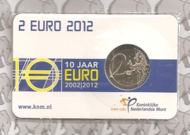 Netherlands 2 eurocoin CC 2012 "10 jaar euro" (in coincard)