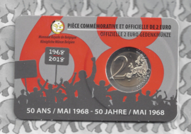 België 2 euromunt CC 2018 "50 jaar mei 1968" in coincard Nederlandse versie