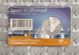 Netherlands 5 eurocoin 2009 "400 jaar Nederland-Manhatten" (in coincard)
