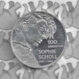 Duitsland 20 euromunt 2021 (28e) "100. Geburtstag Sophie Scholl", zilver