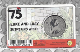 België 2 x 5 euromunt 2020 "75 jaar Suske en Wiske" (geen kleur en kleur), in coincard