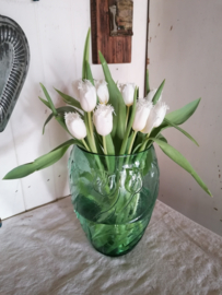 Vintage groene vaas , tulpen vaas.