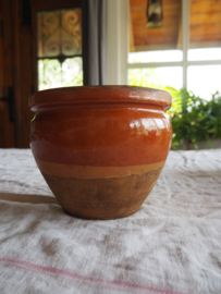 Oude franse confit pot, aardewerk inmaakpot.