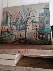 Vintage schilderij op doek Parijs.