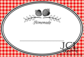 Homemade Jam Label Aardbei Roodruitje (PDF ZELF PRINTEN)